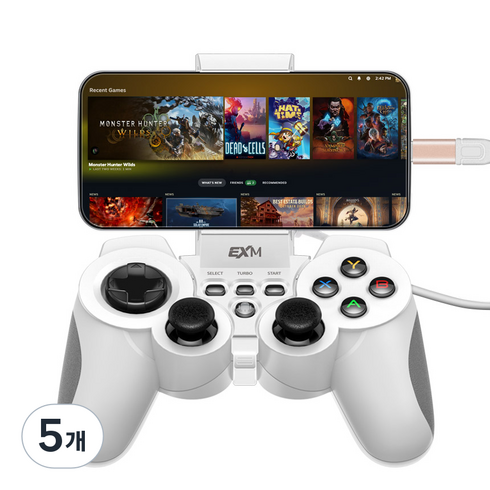 조이트론 EX M 유선 게임패드, JTPC-120, 화이트, 5개