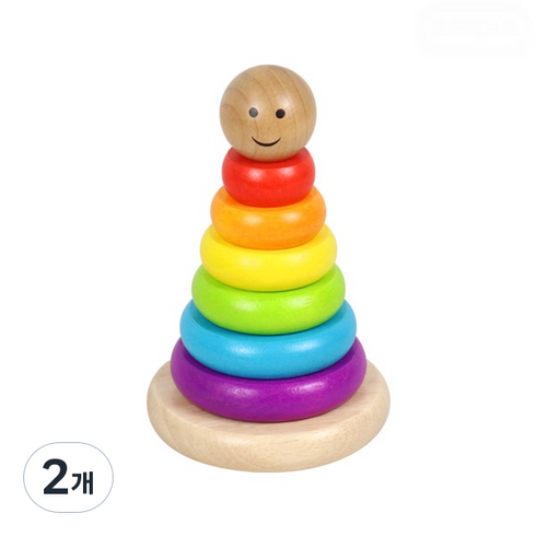 토도리브로 스마일 원목 링 쌓기, 혼합색상, 2개