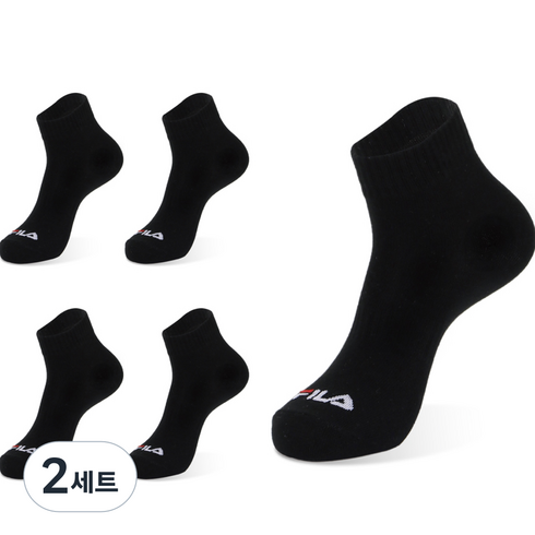 휠라 데일리 단목 양말 5족, 블랙, 2세트