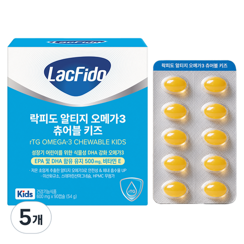 락피도 알티지 오메가3 츄어블 키즈, 90정, 5개