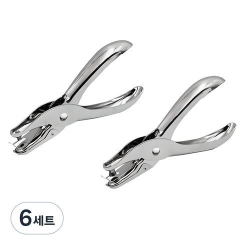 모나코올리브 셀프 제본 핸디 펀칭기 3mm + 6mm 세트, 실버, 6세트