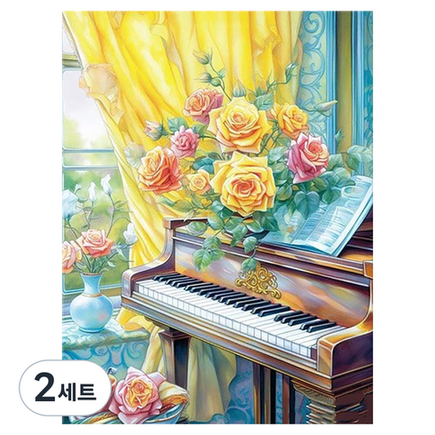 DULU 좋은 취미 DIY 명화그리기 캔버스 + 페인트 + 브러쉬 세트 30 x 40 cm, 타입8, 2세트