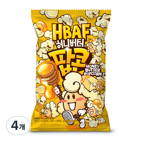 바프 허니버터 팝콘, 80g, 4개