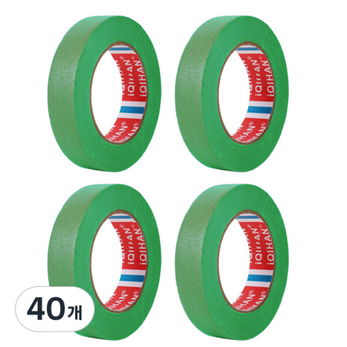 iQIHAN 다다 칼라 마스킹테이프 초록 25 mm x 20 m, 40개