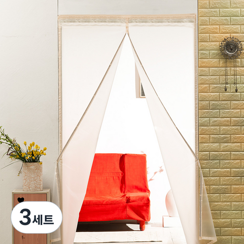알뜨리 EVA 방풍비닐 현관 방문용 반투명 + 양면테이프, 3세트