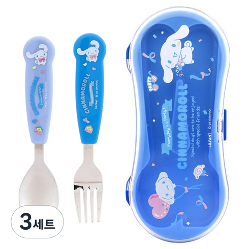 릴팡 시나모롤 편한 원터치 수저 세트, 혼합색상, 스푼 + 포크 + 케이스, 3세트