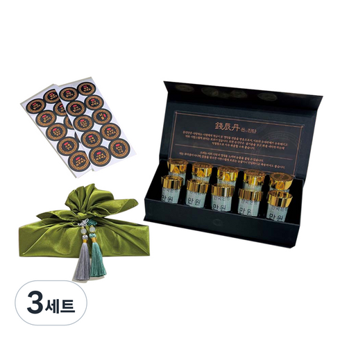 러블리팜 돈진단 한약 용돈박스 10구 + 보자기 + 태슬장식 2p + 설명서 + 원형스티커 풀세트, 녹색(보자기), 랜덤발송(태슬장식), 3세트