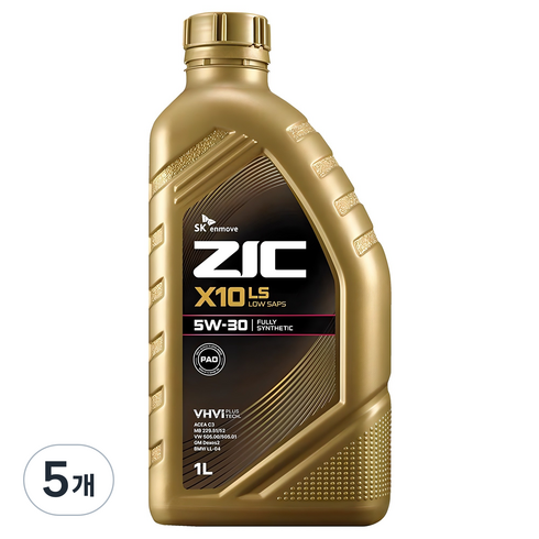 지크 X10 LS 가솔린 엔진오일, 5개, 5w30, 1L
