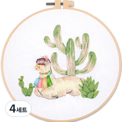 올라운더 캔버스 양 선인장 DIY 십자수 패키지 세트, 4세트, F