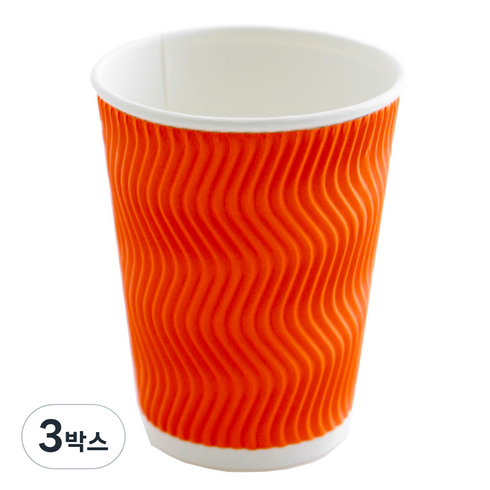 3중 단열 웨이브 종이컵 오렌지 360ml, 50개입, 3박스