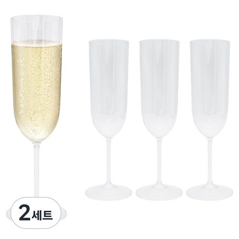 생활을그리다 플라스틱 투명 샴페인 잔 개별포장 4p, 2세트, 150ml