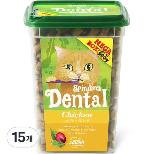 캣템 고양이 스피루리나 덴탈 간식, 치킨, 500g, 15개