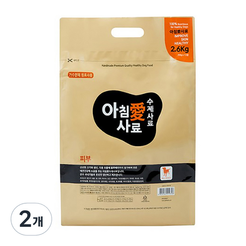 아침애 강아지 기능성 사료, 양+오리, 2.6kg, 2개
