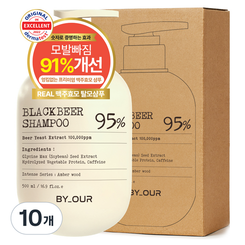 바이아우어 블랙 비어 이스트 샴푸 앰버우드향, 500ml, 10개