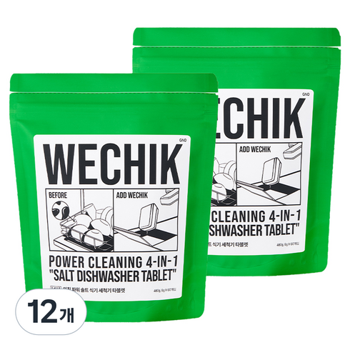 위칙 파워 솔트 식기세척기 세제, 480g, 12개