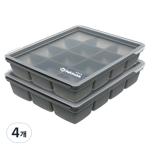 쁘띠누베 실리콘 멀티큐브 이유식 냉동용기 12구, GRAY, 4개, 25g