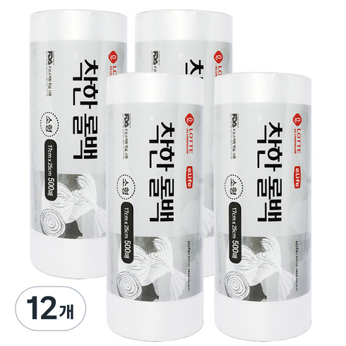 롯데이라이프 착한 롤백 소 17cm x 25cm, 소(S), 500개입, 12개