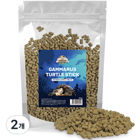 펫츠핸들러 거북이 렙타일 감마루스 터틀스틱 파우치 사료, 550g, 2개