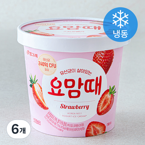 빙그레 요맘때 스트로베리 (냉동), 710ml, 1개입, 6개