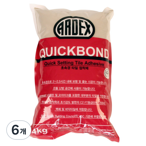 아덱스 QUICKBOND 초속경 타일 접착제 4kg, 6개