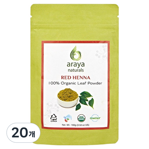 아라야 Naturals 헤나, 20개, 레드
