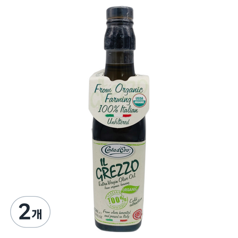 코스타도로 유기농 일그레쪼 엑스트라버진 올리브 오일, 2개, 500ml