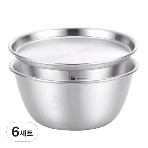 리본제이 뉴 미니 304 스텐 계량볼 400ml + 트레이 세트, 계량볼 + 트레이, 6세트