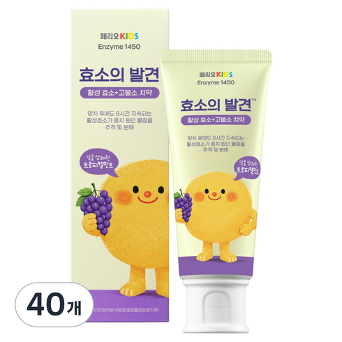 페리오 키즈 효소의 발견 1450 고불소 치약 트로피칼민트향, 80g, 40개
