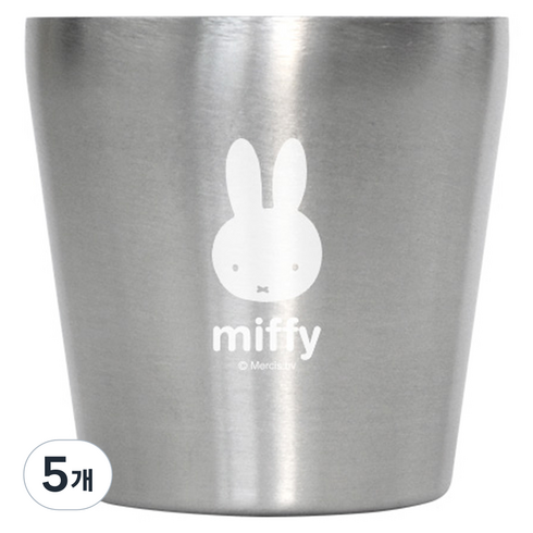 미피 스텐 이중컵 소, 실버, 5개, 175ml