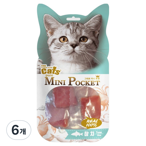 더캣츠 고양이 그대로미니포켓 육포 간식, 참치, 40g, 6개