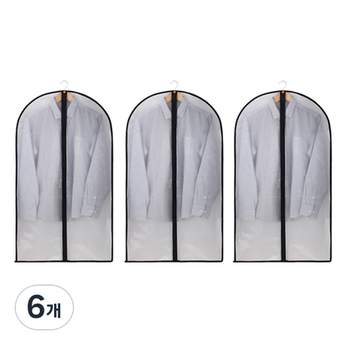 더스트커버 양복커버 지퍼형 블랙 드레스형 60 x 140 cm, 6개, 3개입