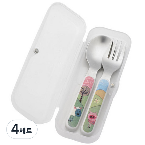 슈가부거 스푼 포크 세트 + 케이스, 팜, 4세트