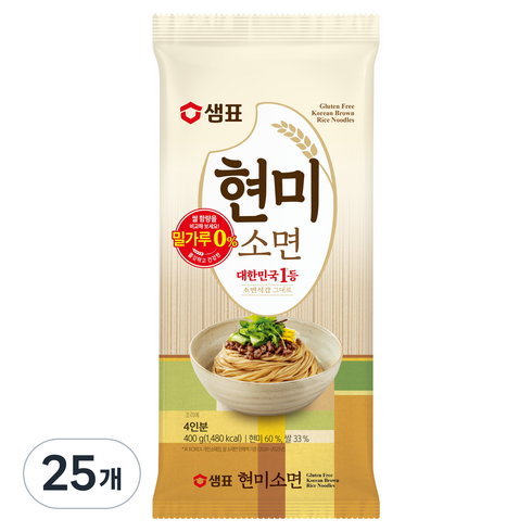샘표국시 현미소면, 400g, 25개