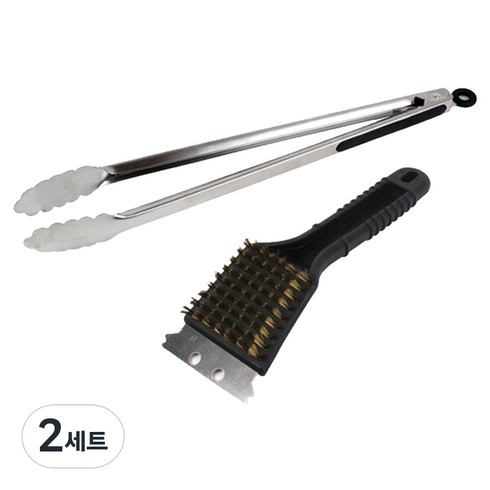 카즈미 BBQ 숯집게 + 그릴 브러쉬, 2세트