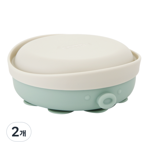 에디슨 국산 실리콘 흡착 플레이트 & 뚜껑 세트 문어, 민트, 2개