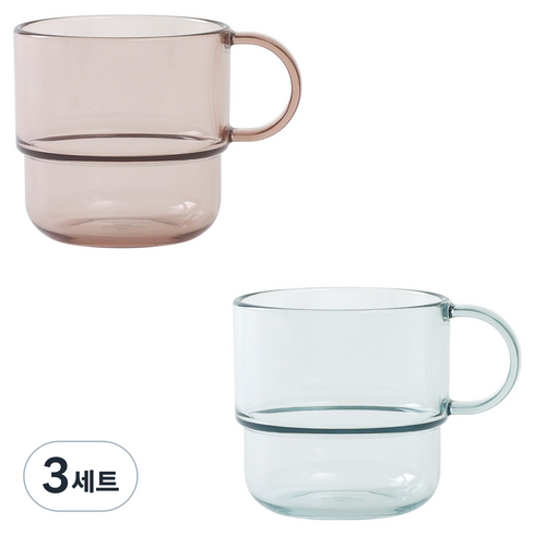탁가온 유아용 에코젠 한손 투명컵 2종 세트, 브라운, 민트, 3세트, 200ml