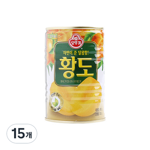 오뚜기 황도 통조림 반절, 400g, 15개