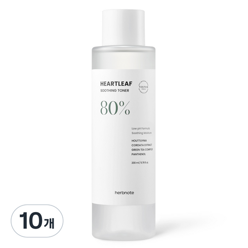 허브노트 어성초 80% 약산성 진정 토너, 200ml, 10개