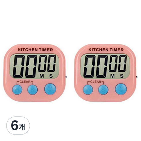 GUNU 요리조리 마그네틱 주방 타이머, 핑크, 6개