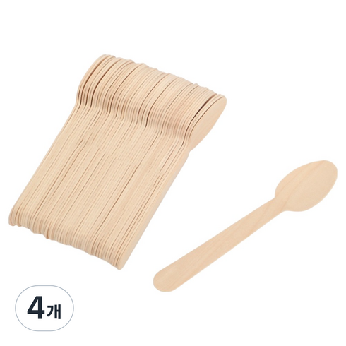 생활을그리다 우드 스푼 벌크포장 160mm, 4개, 50개입