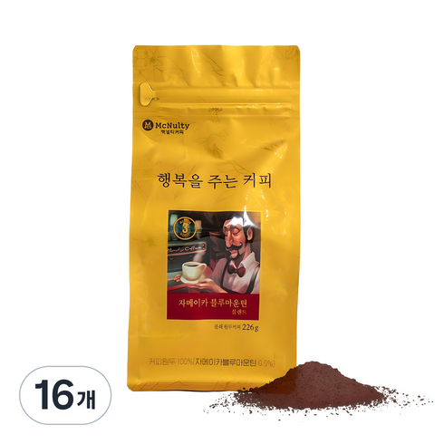 맥널티커피 자메이카 블루마운틴 블렌드 분쇄 원두커피 핸드드립, 226g, 16개