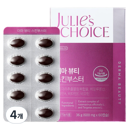 줄리스초이스 비오틴 히알루론산 홈케어 더마 뷰티 스킨부스터 36g, 4개, 60정