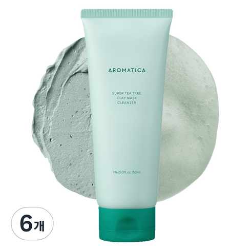 아로마티카 슈퍼 티트리 클레이 마스크 클렌저, 150ml, 6개