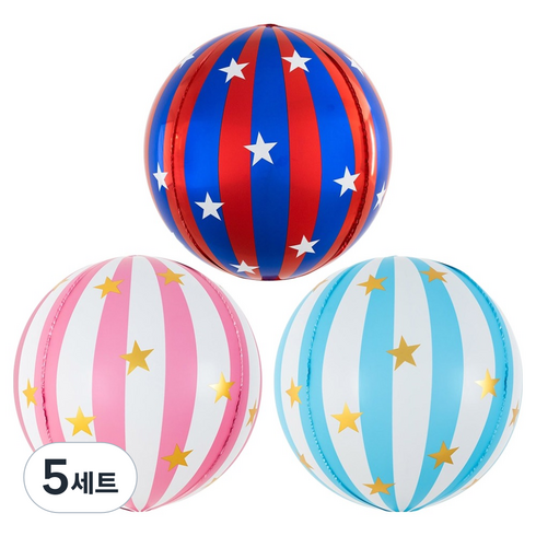 조이파티 옹브레 서커스패턴 은박풍선 3종 세트, 레드앤블루, 핑크, 블루, 5세트