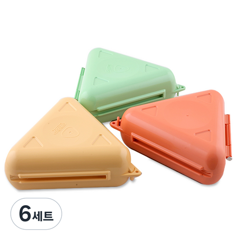 티티맘 티티보이 삼각감밥 보관 용기 3종 세트, 노랑 + 초록 + 주황, 6세트