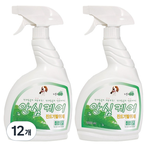 인터펫코리아 반려견 안심케어 진드기 제거용 탈취제, 혼합색상, 1L, 12개