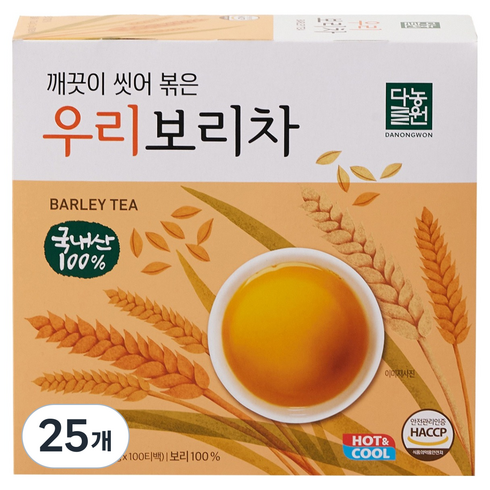 다농원 깨끗이 씻어 볶은 우리보리차 티백, 1.2g, 100개입, 25개