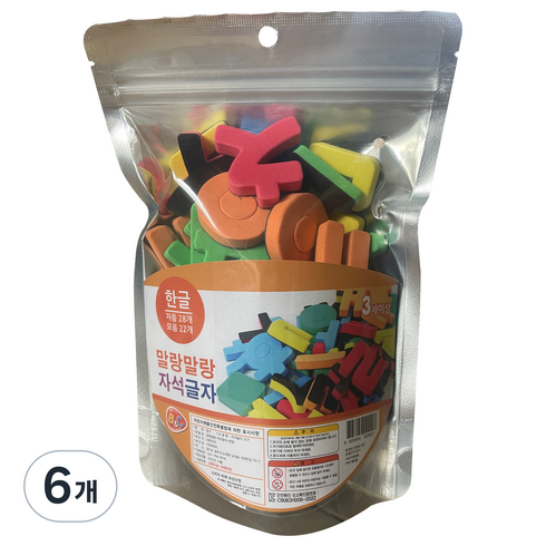 비앤씨 말랑말랑 자석글자 한글 퍼즐, 6개, 50피스