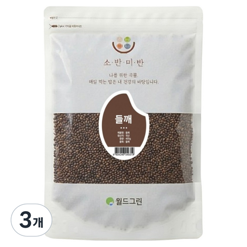 소반미반 국내산 들깨, 400g, 3개