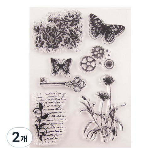 예스몰 다이어리 포카 꾸미기 DIY 투명 실리콘 스탬프 NO17, 2개